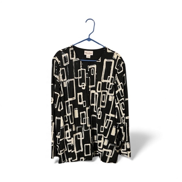 TanJay Sequin Black and White Print Blouse/Jacket- Size 3X - Picture 7 of 9